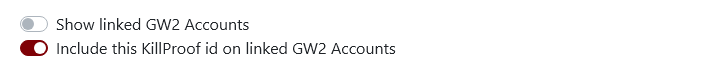 The Show linked GW2 Accounts and Include this KillProof id on linked GW2 Accounts privacy settings